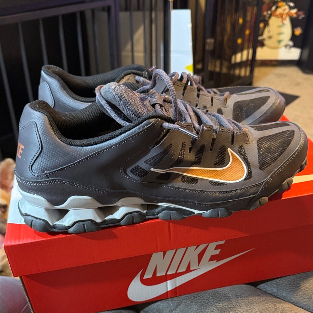 Nike Men's Charcoal and Orange Athletic Shoes
